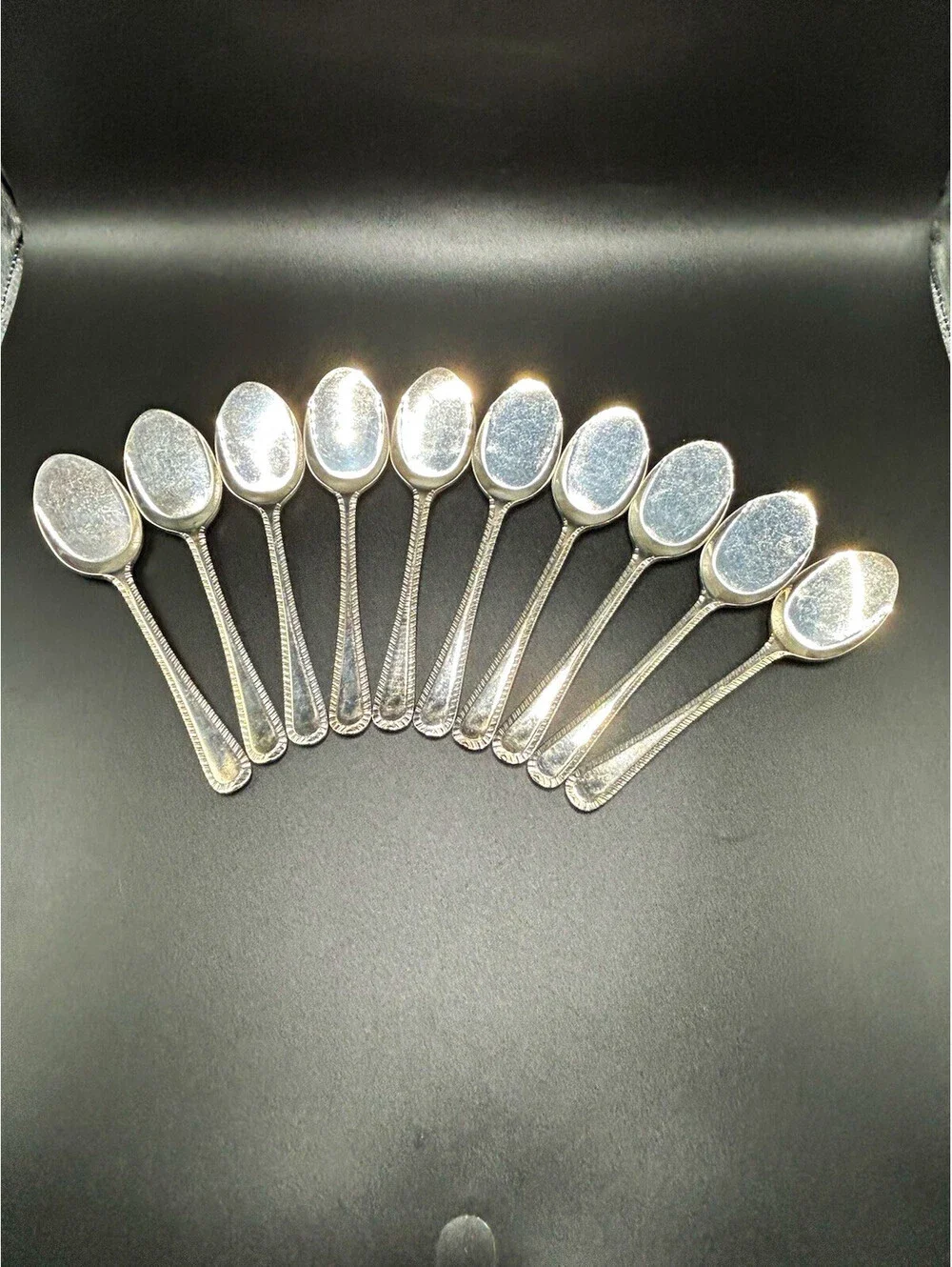 Vintage Set Of 10 Heritage Birmingham Teaspoon Silver Plated Solid Handle 5.5 in
